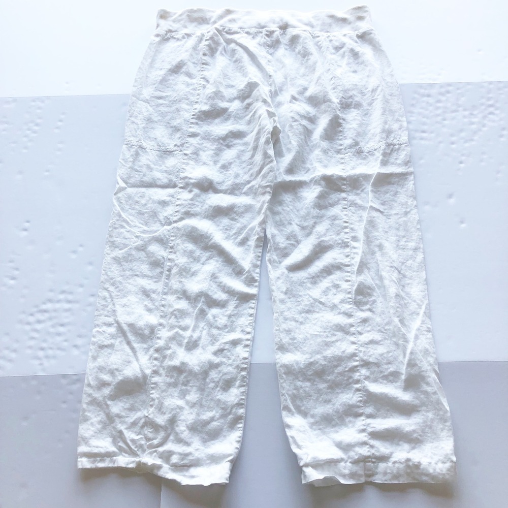 Eileen Fisher Pants Womens XL White Organic Linen Wide Leg Drawstring Loose - Picture 4 of 11